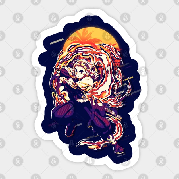 Kyojuro Rengoku Retro Art Sticker by SiksisArt